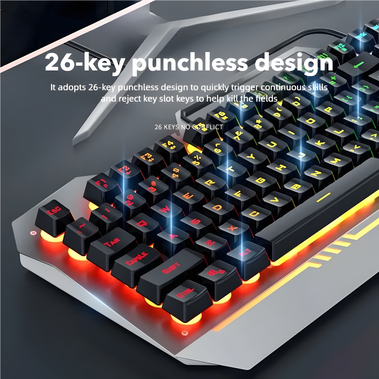 AULA F3010 Mechanical Feel Gaming Keyboard | Wired USB, RGB Backlit, Anti-Ghosting