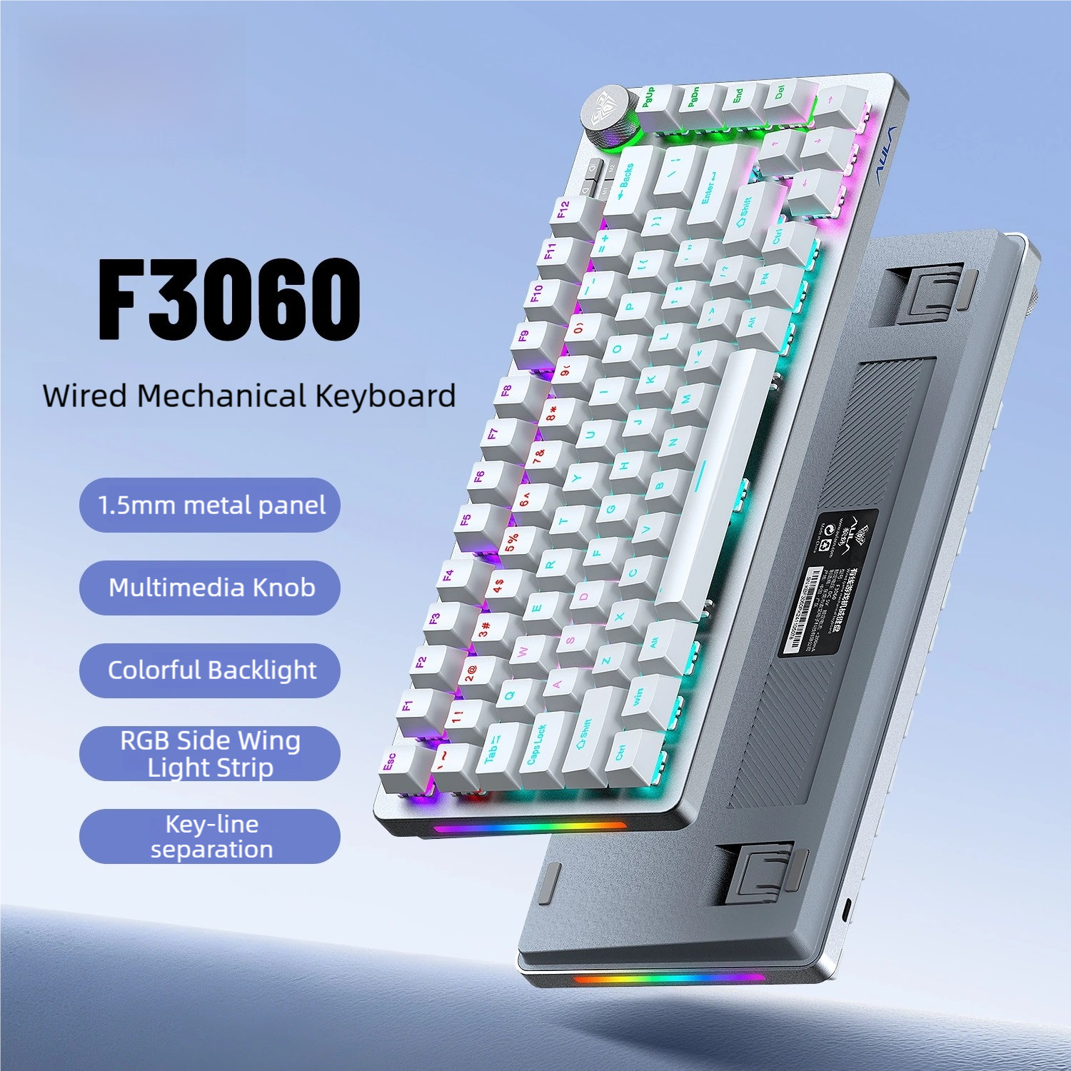 AULA F3060 Hot-Swappable Mechanical Gaming Keyboard | Customizable Switches, Universal Compatibility for PC & Laptop
