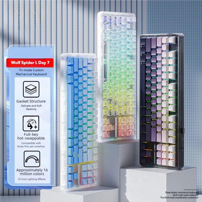 AULA L87 Transparent Mechanical Keyboard | 87-Key Wireless Tri-Mode, Gasket Mount, Hot-Swappable