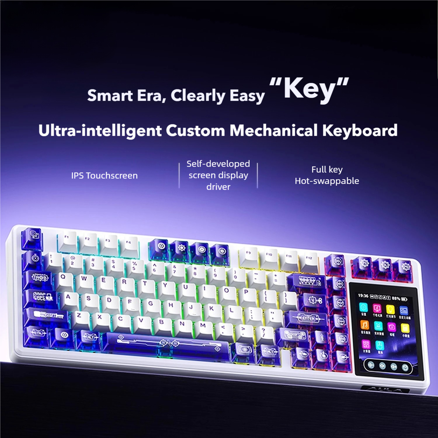 AULA L99 Wireless Custom Mechanical Keyboard with Color Display | Tri-Mode Connectivity, Long Battery Life, RGB Backlit for Gaming & Office