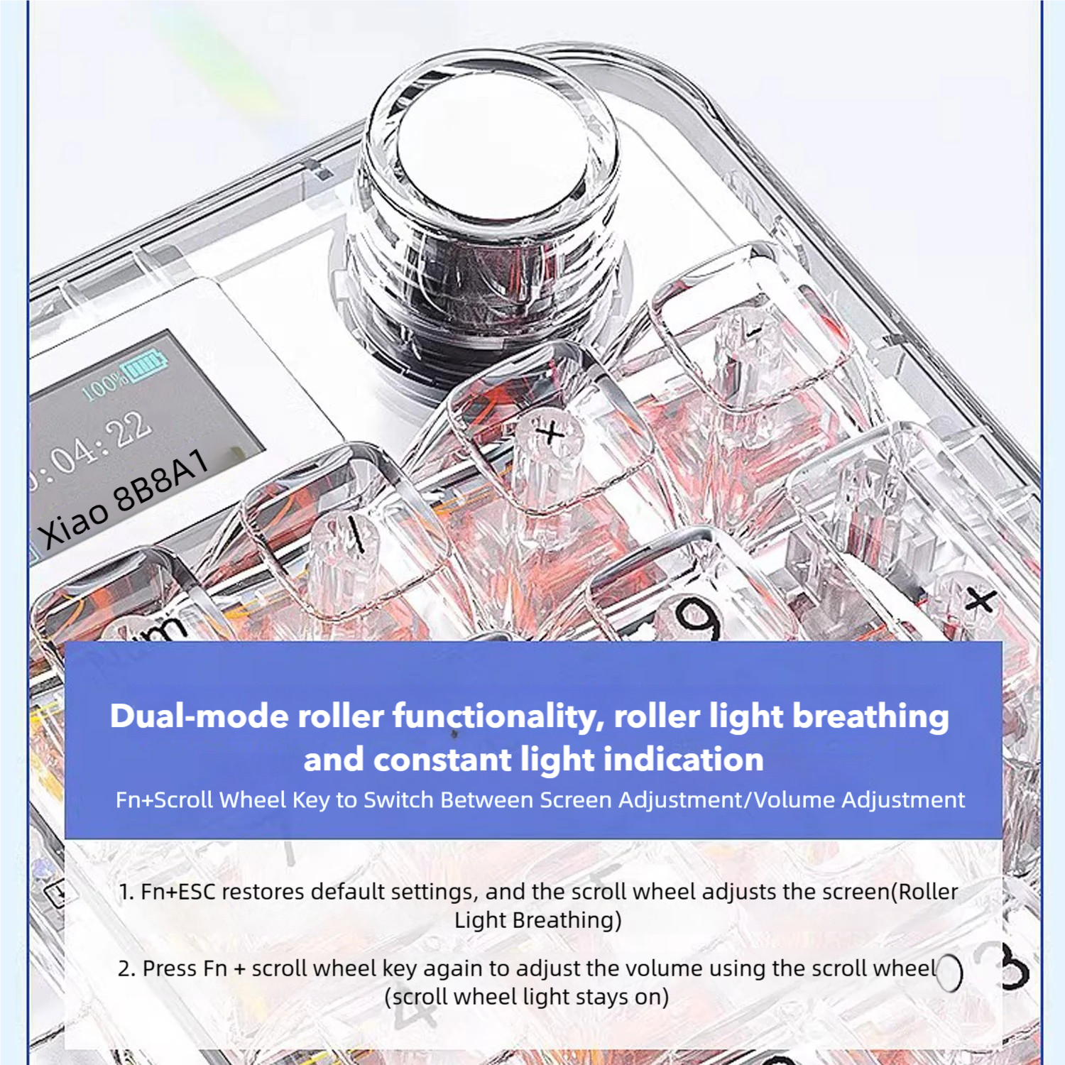 AULA NB98 Transparent Mechanical Keyboard | Wireless Tri-Mode, Hot-Swappable, Smart Display, 8000mAh Battery