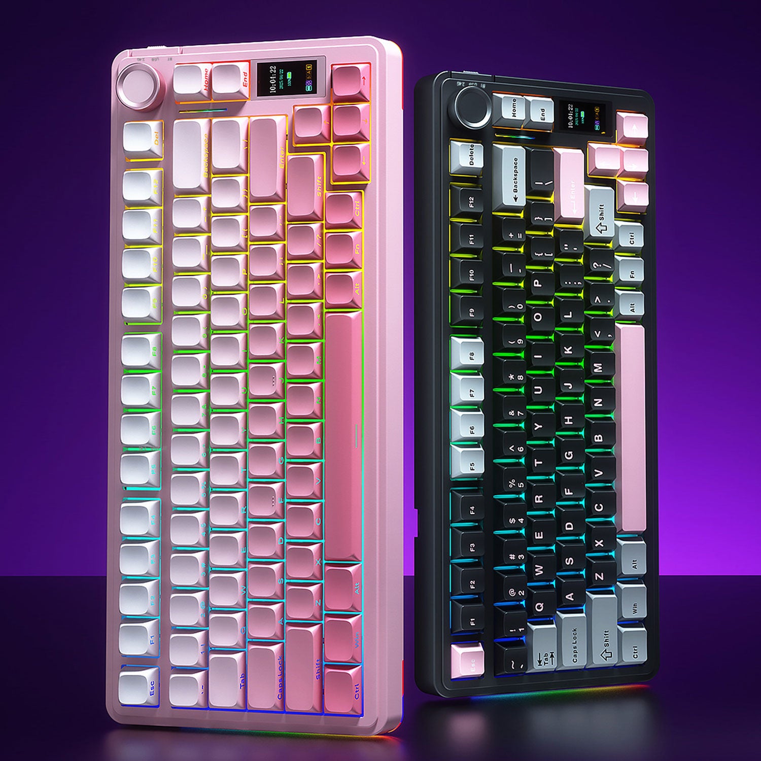 AULA S75 Pro Custom Mechanical Keyboard with Display | Wireless Tri-Mode, Side-Printed Keycaps, Gradient Design for Gaming & Office