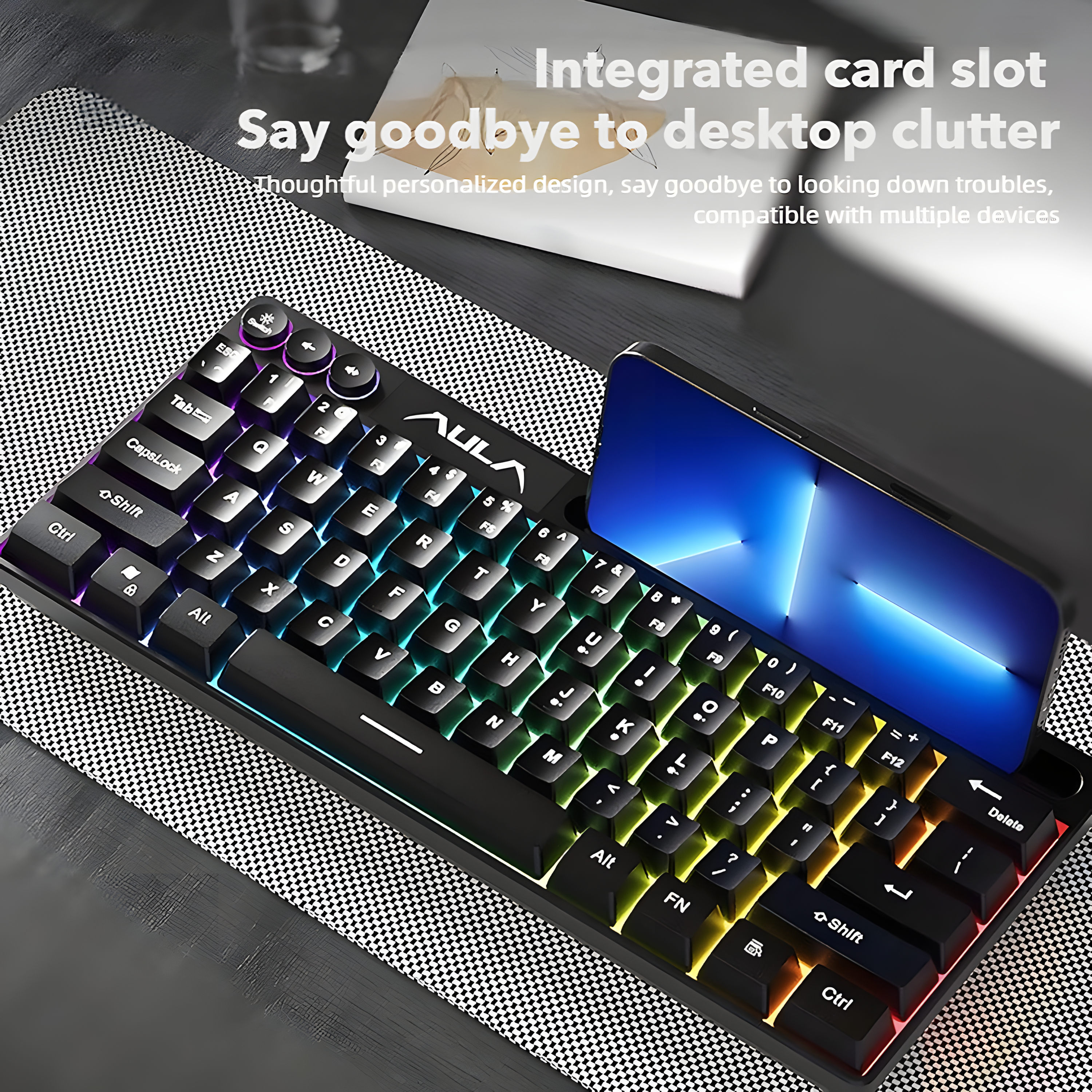 AULA F3061 60% Compact Mechanical Feel Keyboard | RGB Backlit, Portable USB for PC Laptop