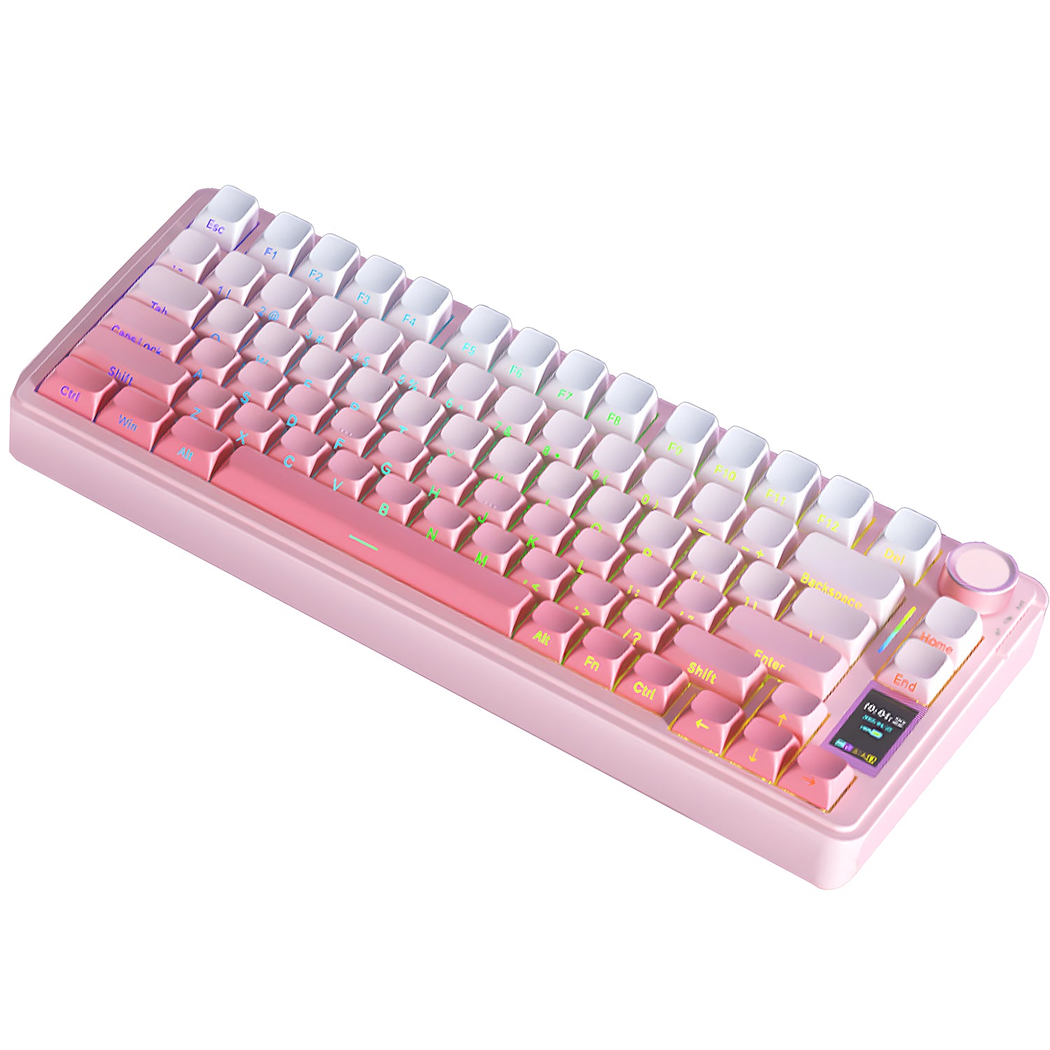 AULA S75 Pro Custom Mechanical Keyboard with Display | Wireless Tri-Mode, Side-Printed Keycaps, Gradient Design for Gaming & Office