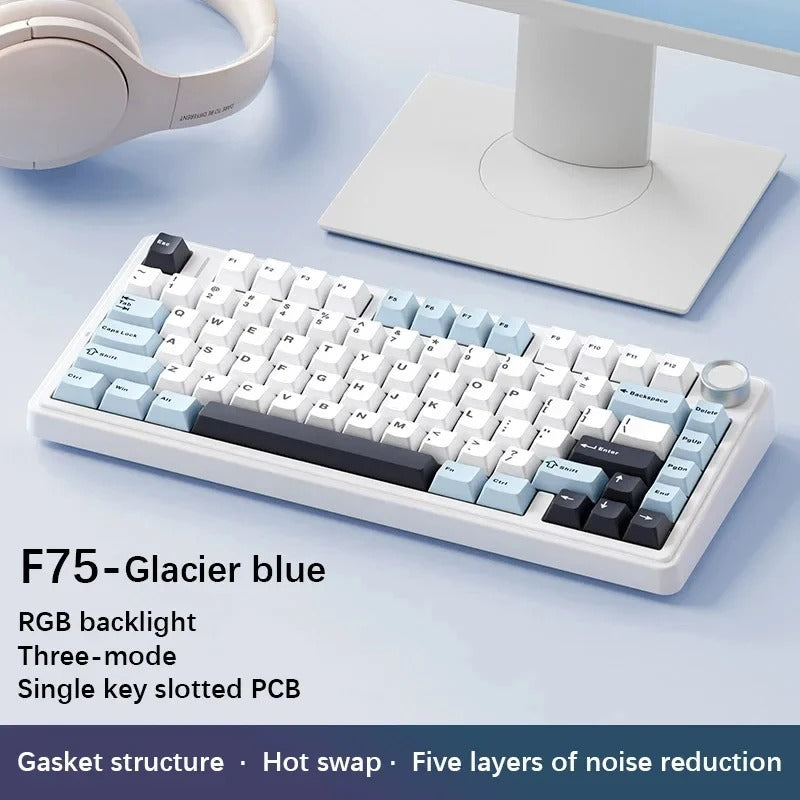 AULA F75 75% Hot-Swappable Custom Mechanical Keyboard - Gasket Mount, Wireless Tri-Mode
