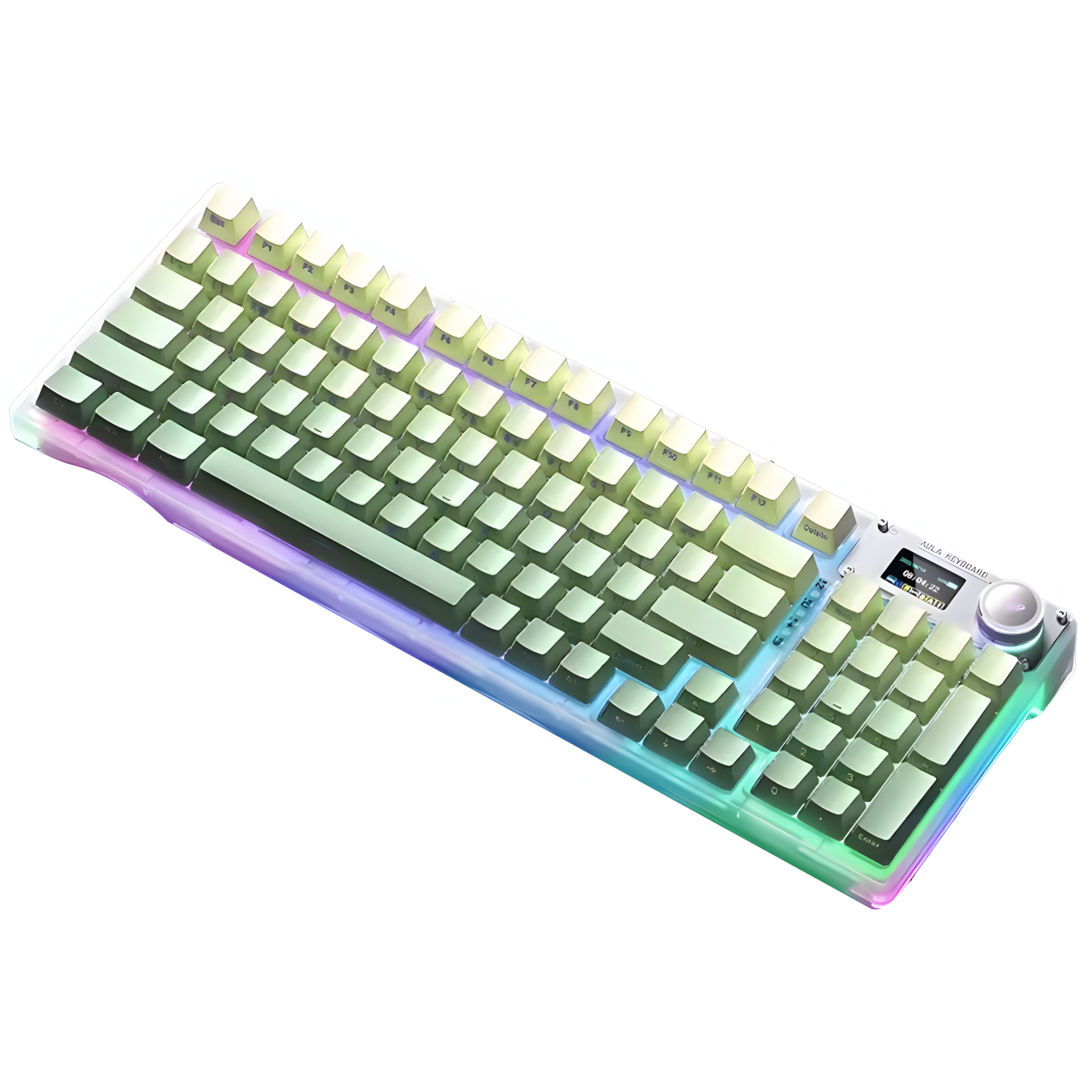 AULA F98 Pro Custom Mechanical Keyboard with Screen | Wireless Tri-Mode, Side-printed Keycaps, Gasket Mount, RGB Backlit  Product Description: